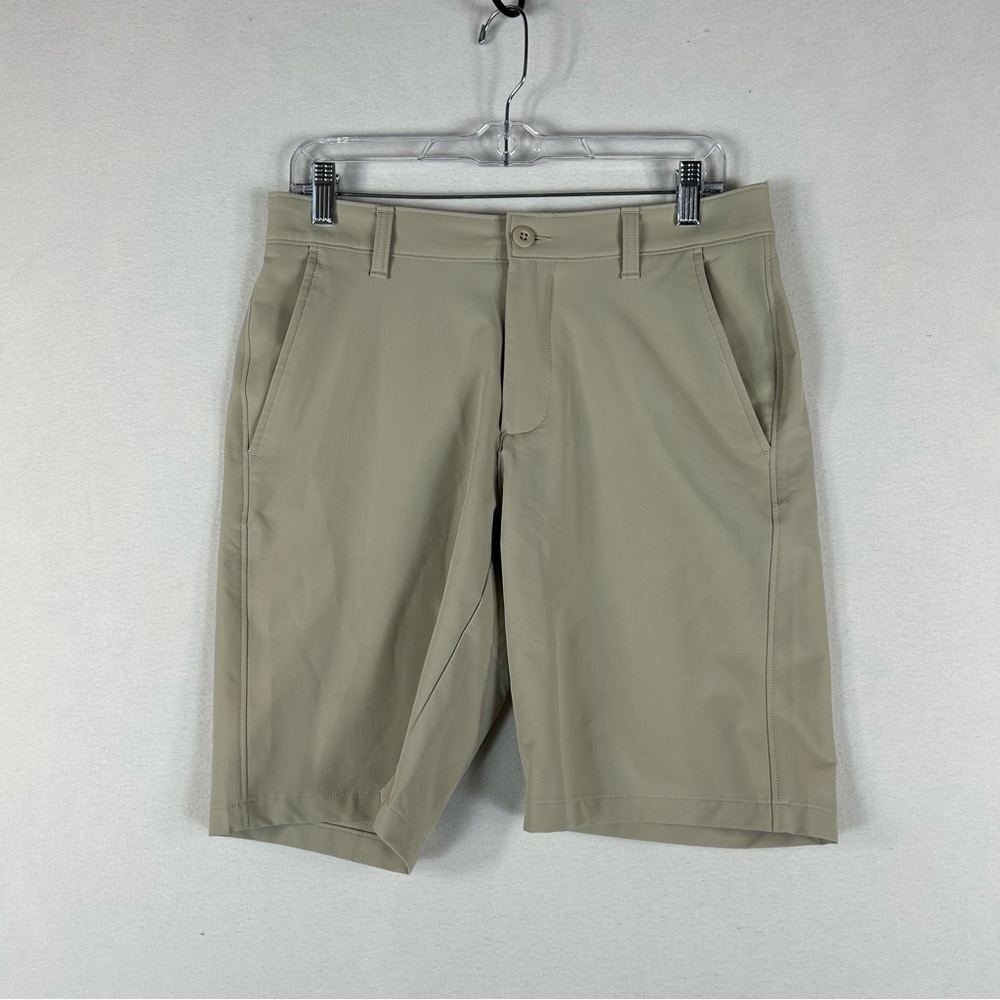 Under Armour Tan Golf Shorts Men’s 30 Beige Mid Rise Quick Dry 9.5” Inseam